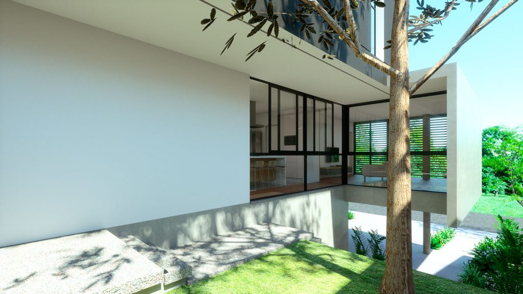 Casa Ponta Grossa | integração de todos os ambientes | ODVO arquitetura | Pátio de chegada à casa